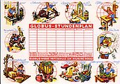 Stundenplan um 1955 mit Szenen aus verschiedenen Märchen (Foto Kleinfelder, Lohr a.Main)