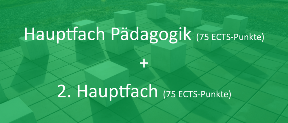 Hauptfach Pädagogik (75 ECTS-Punkte) + 2. Hauptfach (75 ECTS-Punkte)